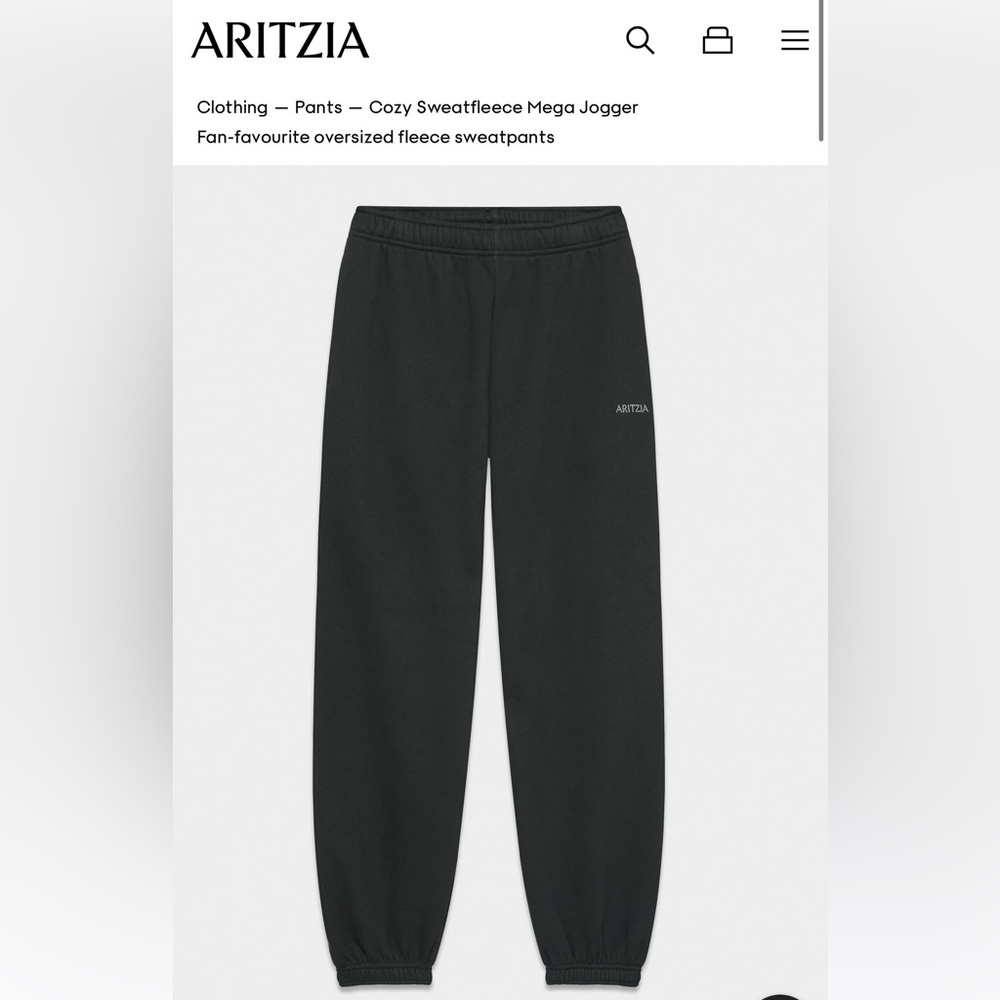 Aritzia TNA Cozy sweatfleece mega soft black joggers NWT